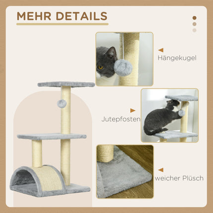 Katzenbaum mit Sisalstämmen und Plüschbällen, 72 cm