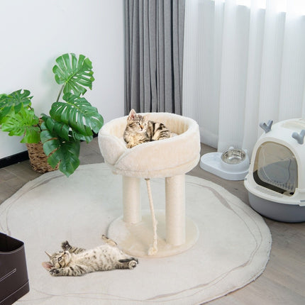 Katzenbaum Katzenkratzbaum mit weicher Sitzfläche Sisalturm für Katzen beige