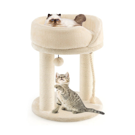 Katzenbaum Katzenkratzbaum mit weicher Sitzfläche Sisalturm für Katzen beige