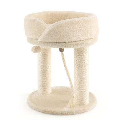 Katzenbaum Katzenkratzbaum mit weicher Sitzfläche Sisalturm für Katzen beige