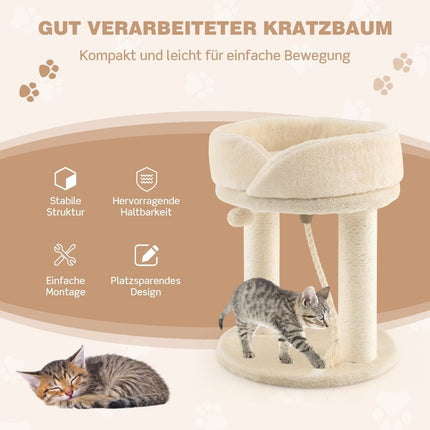 Katzenbaum Katzenkratzbaum mit weicher Sitzfläche Sisalturm für Katzen beige