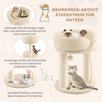 Katzenbaum Katzenkratzbaum mit weicher Sitzfläche Sisalturm für Katzen beige