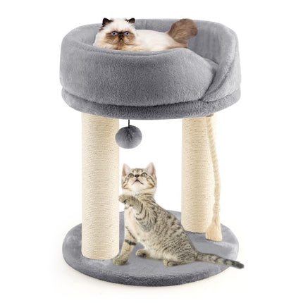 Katzenbaum Katzenkratzbaum mit weicher Sitzfläche Sisalturm für Katzen grau