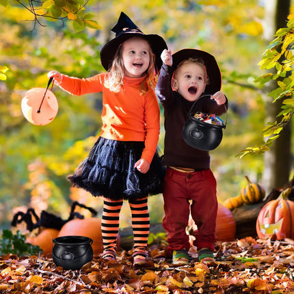 Cauldron Set of 2 – Black Halloween Decoration Pots