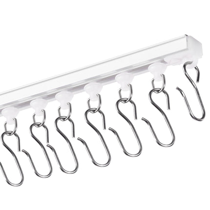 Ceiling Curtain Track Set, 9.9 ft, Self-Adhesive, White