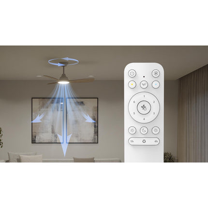 Stropní ventilátor se světlem 106 cm, laditelná bílá LED, dálkové ovládání