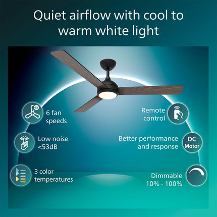 Deckenventilator mit LED-Beleuchtung, 132 cm, Fernbedienung, umschaltbare Rotorblätter