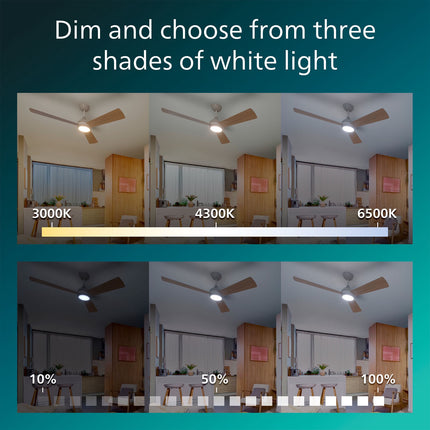 Ceiling Fan With LED Light 132cm, Remote, Tunable White