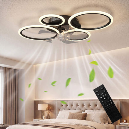 Deckenventilator mit LED-Licht, Fernbedienung, 77 cm, 6 Geschwindigkeiten
