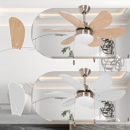 Stropní ventilátor s LED světlem, 6 oboustranných lopatek