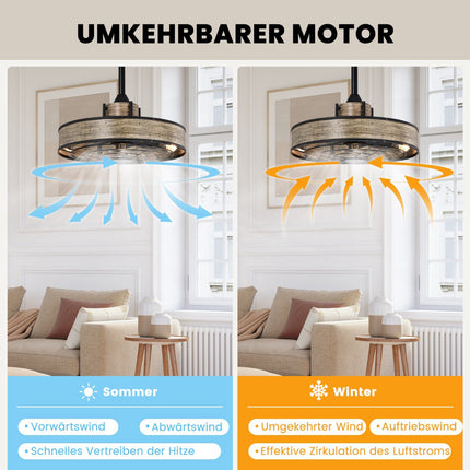Deckenventilator mit Licht, 50 cm, Fernbedienung und 4H-Timer