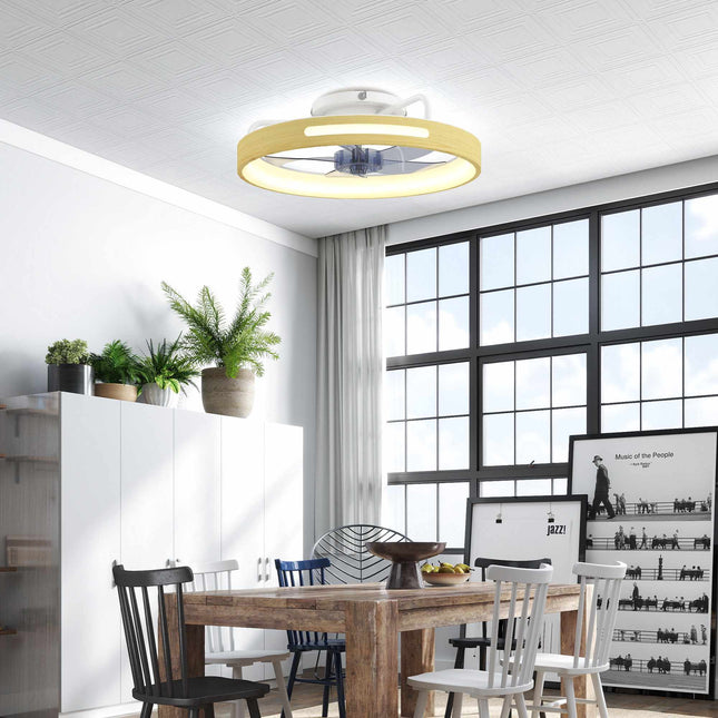 Stropní ventilátor se světlem, dálkové ovládání, 49 cm, 3 teploty světla, dřevěný dekor