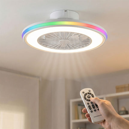 Deckenventilator mit RGB-LED-Licht, Fernbedienung, versteckte Flügel