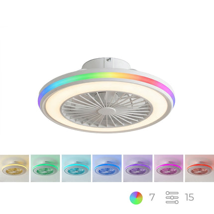 Deckenventilator mit RGB-LED-Licht, Fernbedienung, versteckte Flügel