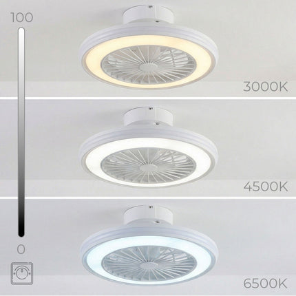 Deckenventilator mit RGB-LED-Licht, Fernbedienung, versteckte Flügel