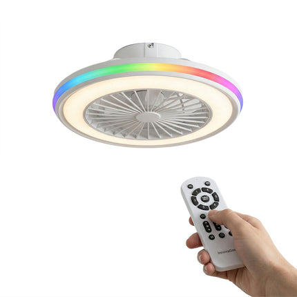 Deckenventilator mit RGB-LED-Licht, Fernbedienung, versteckte Flügel