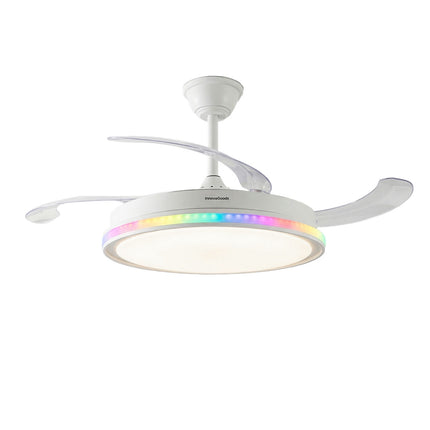 Ceiling Fan with RGB LED, Remote, Retractable Blades