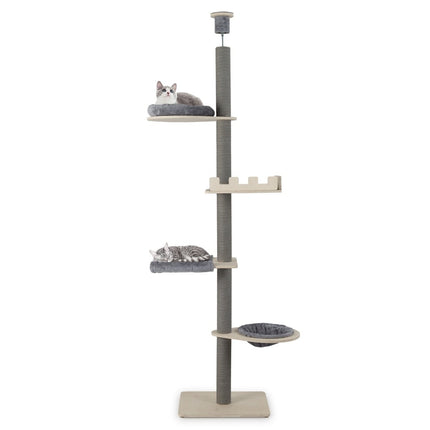 Ceiling-High Cat Tree, Adjustable 236-271 cm, Grey