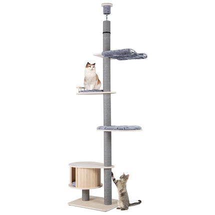 Deckenhoher Katzenkratzbaum mit Hängematte & Liegeflächen, verstellbar
