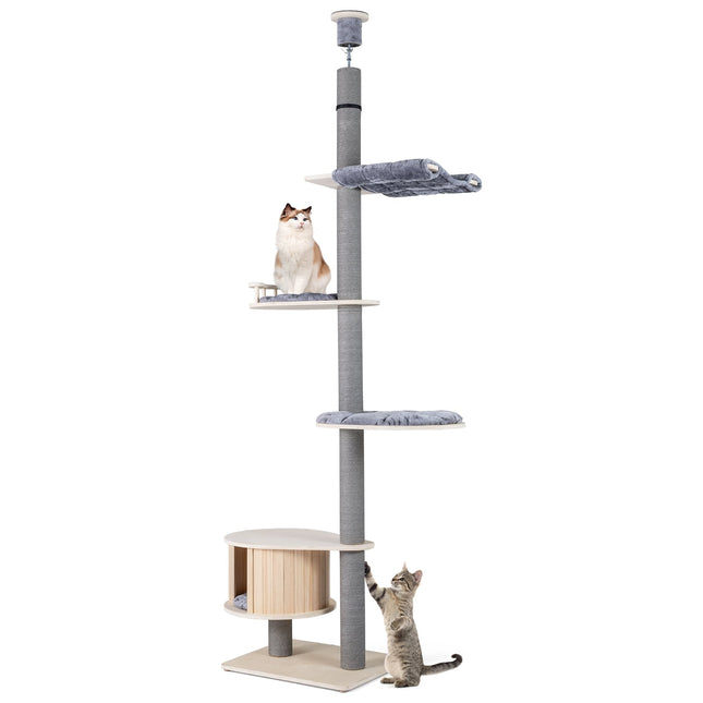 Deckenhoher Katzenkratzbaum mit Hängematte & Liegeflächen, verstellbar