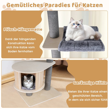 Deckenhoher Katzenkratzbaum mit Hängematte & Liegeflächen, verstellbar