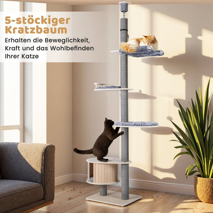 Deckenhoher Katzenkratzbaum mit Hängematte & Liegeflächen, verstellbar