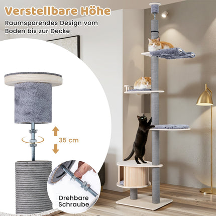 Deckenhoher Katzenkratzbaum mit Hängematte & Liegeflächen, verstellbar