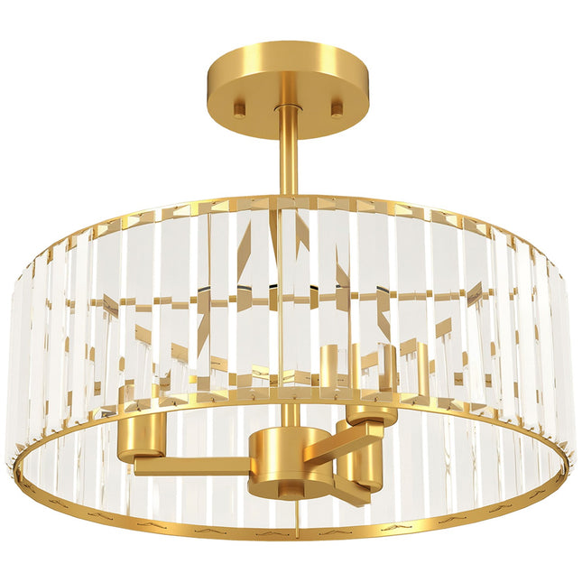 Deckenleuchte, Kristallschirm, 3 Flammen, Goldmetall