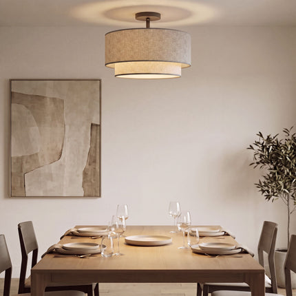 Ceiling Light with Double Linen-Look Shades, 3 x E14, Taupe, Black
