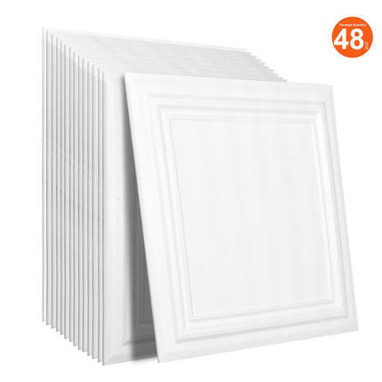 Ceiling Tiles, 48-Pack 20 x 20 in Polystyrene, White