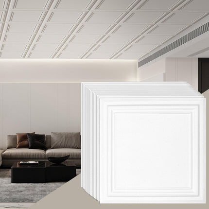 Ceiling Tiles, 48-Pack 20 x 20 in Polystyrene, White