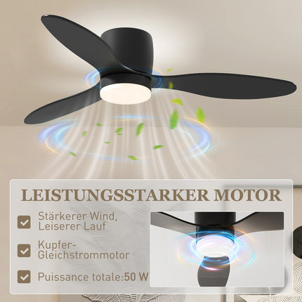 Deckenventilator mit Licht, Fernbedienung und Timer - 115 cm, 6 Geschwindigkeiten