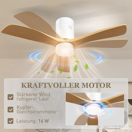 Deckenventilator mit LED-Beleuchtung & Fernbedienung, 117 cm, Reversibel