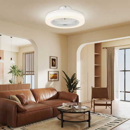 Ceiling fan with LED light, remote control, dimmable, 6 speeds