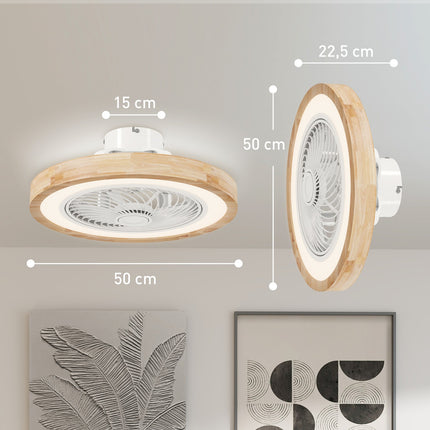 Ventilateur de plafond avec télécommande d'éclairage Plafonnier ventilateur LED dimmable avec couleur RVB, 6 vitesses Lampe 40 W avec ventilateur, minuterie réversible pour chambre naturel 50 cm |