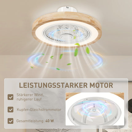 Ventilateur de plafond avec télécommande d'éclairage Plafonnier ventilateur LED dimmable avec couleur RVB, 6 vitesses Lampe 40 W avec ventilateur, minuterie réversible pour chambre naturel 50 cm |