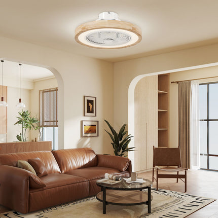 Ventilateur de plafond avec télécommande d'éclairage Plafonnier ventilateur LED dimmable avec couleur RVB, 6 vitesses Lampe 40 W avec ventilateur, minuterie réversible pour chambre naturel 50 cm |