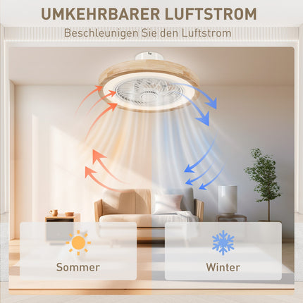 Ventilateur de plafond avec télécommande d'éclairage Plafonnier ventilateur LED dimmable avec couleur RVB, 6 vitesses Lampe 40 W avec ventilateur, minuterie réversible pour chambre naturel 50 cm |