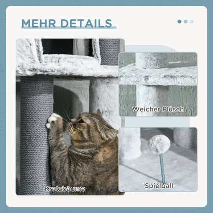 Verstellbarer Katzenkratzbaum mit Höhle und Spielball