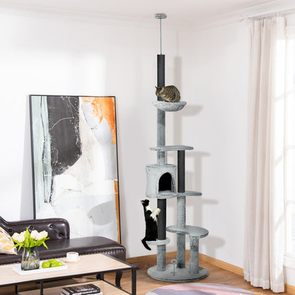 Verstellbarer Katzenkratzbaum mit Höhle und Spielball