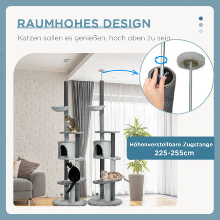 Verstellbarer Katzenkratzbaum mit Höhle und Spielball