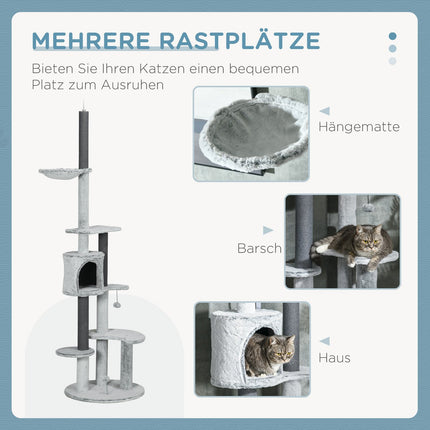 Verstellbarer Katzenkratzbaum mit Höhle und Spielball