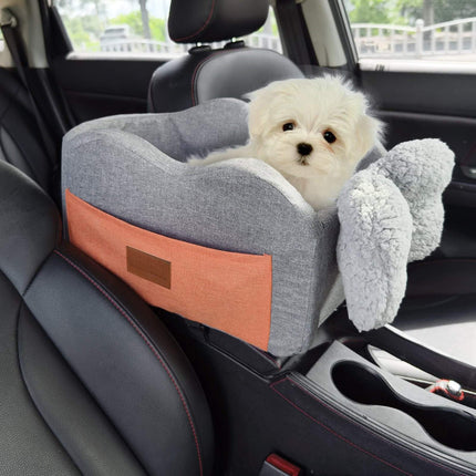 Center Console Dog Car Seat for Small Dogs, 8 lb, Gray