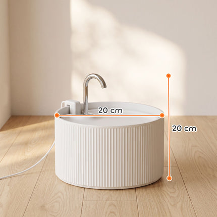 Ceramic Cat Water Fountain 2.2 L with 4-Stage Filtration, Quiet Pump, White