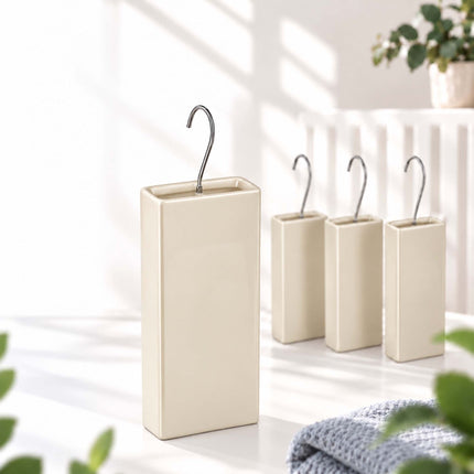 Ceramic Radiator Humidifier Set of 4 with Hooks, 400 ml, Cream
