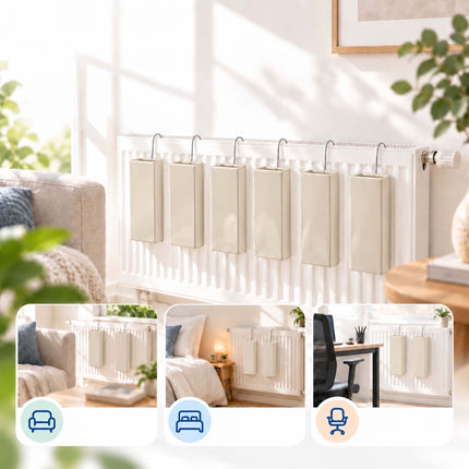 Ceramic Radiator Humidifier Set of 6 with Hooks, 400 ml, Cream