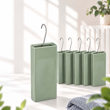 Ceramic Radiator Humidifier Set of 6 with Hooks, 400 ml, Sage Green