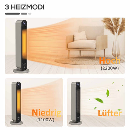 Keramik-Heizlüfter, oszillierend, 3 Modi, Timer
