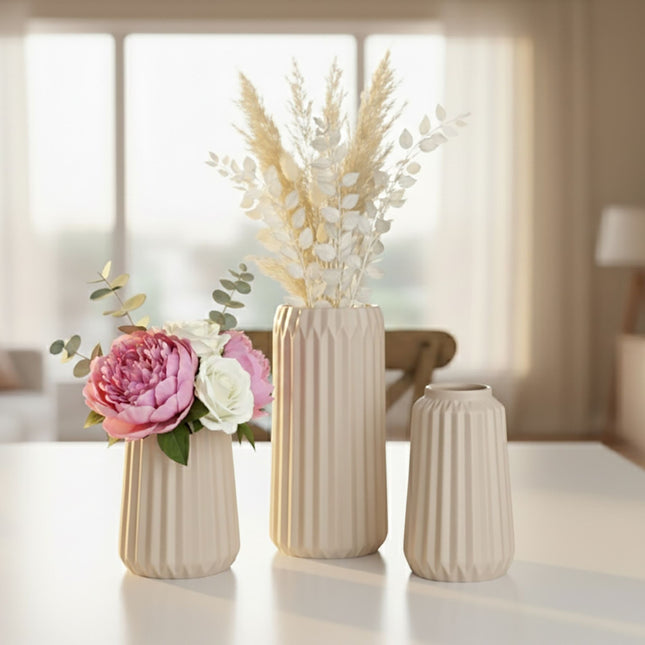 Ceramic Vase Set – 3 Sizes, Minimalist Design