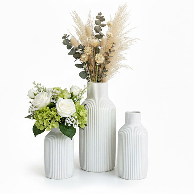 Ceramic Vase Set, 3 Sizes – Textured, Minimalist Design